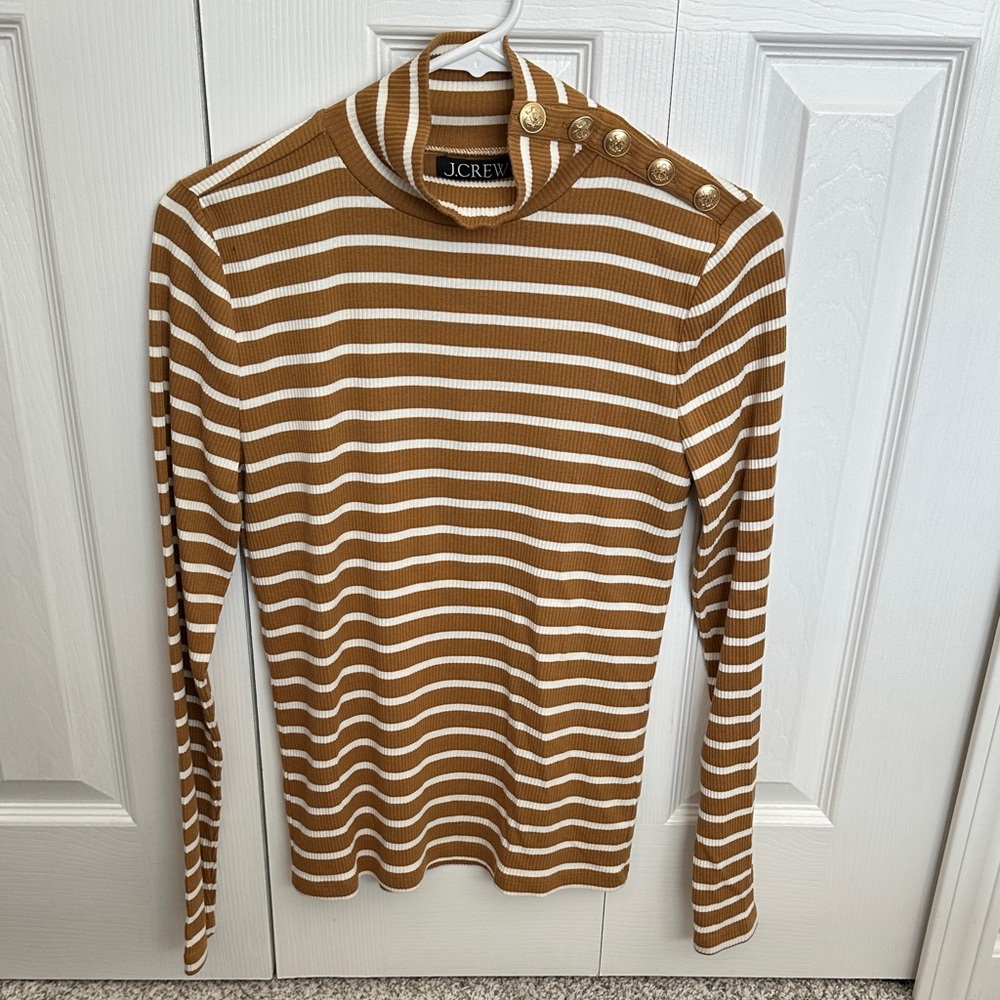 Vintage rib turtleneck with buttons in stripe